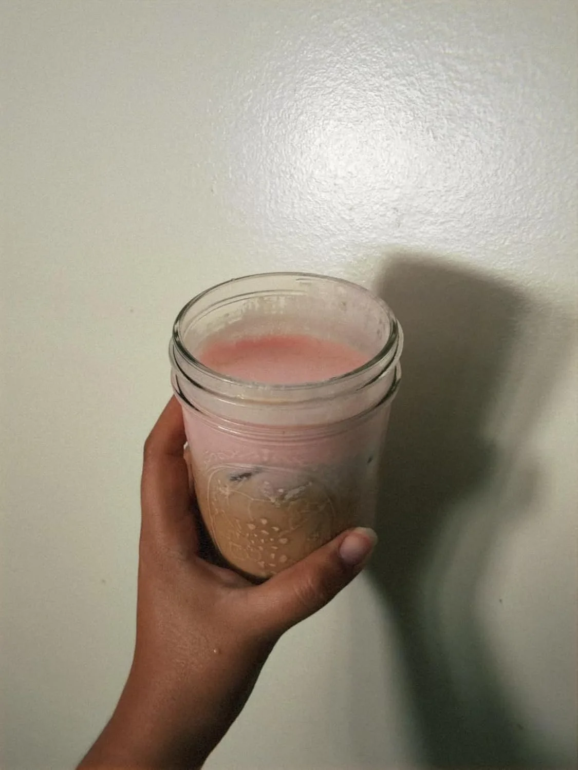 Customer photo of layered cookie mix jar with dry ingredients in clear glass container