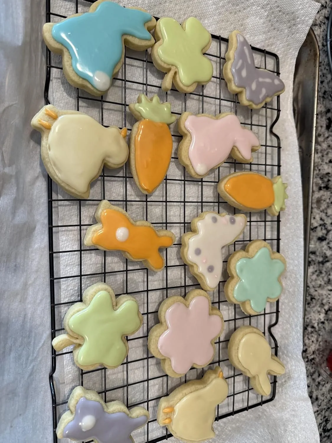 Customer photo of Easter-themed cookie cutters arranged on a white surface