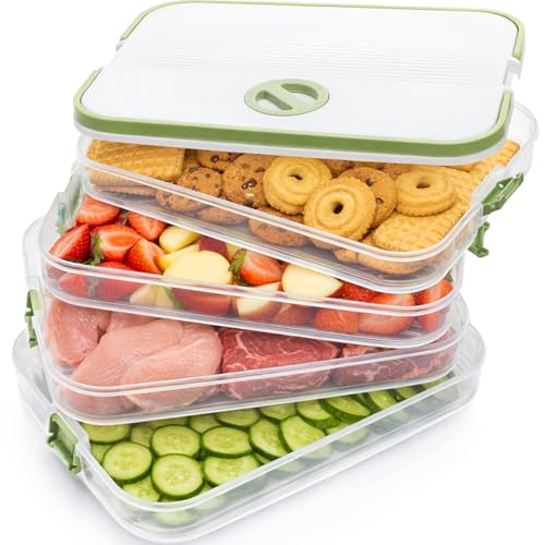 WUWEOT Plastic Cookie Storage Box with 4 Layers, Transport Snack Container Cookie
