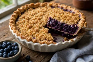 Blueberry Crumb Pie: Oat Crumb on a Wet Filling